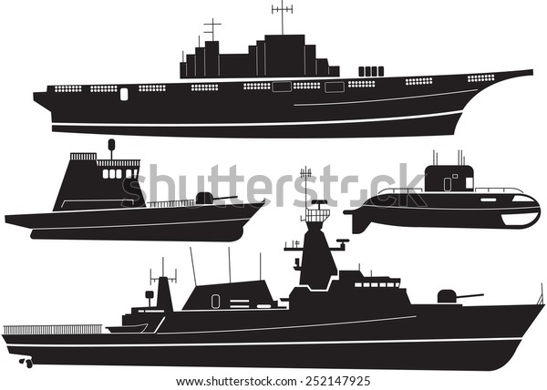 Silhouette Battleship Stock Vector (Royalty Free) 252147925