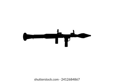 La silueta del arma Bazooka o lanzadera de cohetes, de estilo plano, puede utilizarse para Ilustración de Arte, Pictograma, Sitio Web, Elemento Infográfico o Diseño Gráfico. Ilustración vectorial
