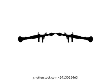 Silhouette of the Bazooka or Rocket Launcher Weapon, also known as Rocket Propelled Grenade or RPG, Flat Style, can use for Art Illustration, Pictogram, Website, Infographic or Graphic Design Element