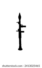 Silhouette of the Bazooka or Rocket Launcher Weapon, also known as Rocket Propelled Grenade or RPG, Flat Style, can use for Art Illustration, Pictogram, Website, Infographic or Graphic Design Element