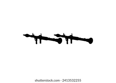 Silhouette of the Bazooka or Rocket Launcher Weapon, also known as Rocket Propelled Grenade or RPG, Flat Style, can use for Art Illustration, Pictogram, Website, Infographic or Graphic Design Element