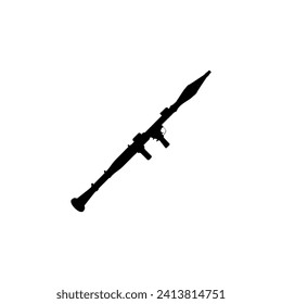 La silueta del arma Bazooka o lanzadera de cohetes, de estilo plano, puede utilizarse para Ilustración de Arte, Pictograma, Sitio Web, Elemento Infográfico o Diseño Gráfico. Ilustración vectorial
