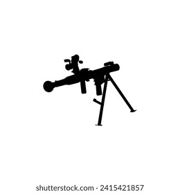 Silhouette der Bazooka- oder Raketenabschusswaffe, auch bekannt als "Rocket Propellete Grenade oder RPG, Flachstil, kann für KunstIllustration, Piktogramm, Website, Infografik oder Grafikdesign-Element verwendet werden