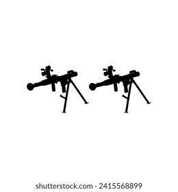 Silhouette der Bazooka- oder Raketenabschusswaffe, auch bekannt als "Rocket Propellete Grenade oder RPG, Flachstil, kann für KunstIllustration, Piktogramm, Website, Infografik oder Grafikdesign-Element verwendet werden