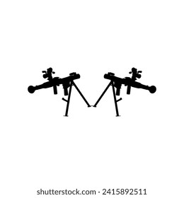 Silhouette der Bazooka- oder Raketenabschusswaffe, auch bekannt als "Rocket Propellete Grenade oder RPG, Flachstil, kann für KunstIllustration, Piktogramm, Website, Infografik oder Grafikdesign-Element verwendet werden