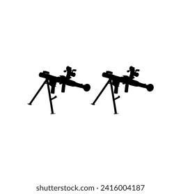 Silhouette der Bazooka- oder Raketenabschusswaffe, auch bekannt als "Rocket Propellete Grenade oder RPG, Flachstil, kann für KunstIllustration, Piktogramm, Website, Infografik oder Grafikdesign-Element verwendet werden