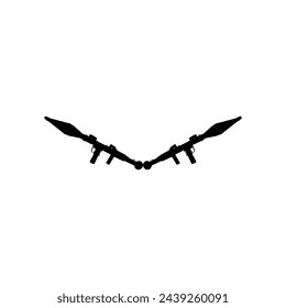 Silhouette der Bazooka oder Raketenabschusswaffe, auch bekannt als Raketengetriebene Granate oder RPG, Flat Style, kann für Kunst-Illustration, Piktogramm, Website, War News oder Grafik-Design-Element verwendet werden