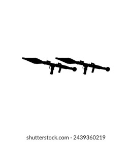 Silhouette of the Bazooka or Rocket Launcher Weapon, also known as Rocket Propelled Grenade or RPG, Flat Style, can use for Art Illustration, Pictogram, Website, War News or Graphic Design Element