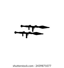 La silueta del arma del lanzacohetes de Bazooka o del lanzacohetes, también conocida como granada propulsada por cohetes o RPG, estilo plano, puede utilizar para la ilustración del arte, pictograma, sitio web, noticias de la guerra o elemento de diseño gráfico