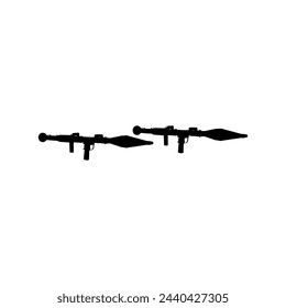 Silhouette der Bazooka oder Raketenabschusswaffe, auch bekannt als Raketengetriebene Granate oder RPG, Flat Style, kann für Kunst-Illustration, Piktogramm, Website, War News oder Grafik-Design-Element verwendet werden
