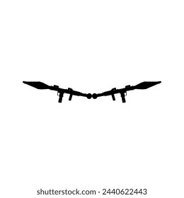 Silhouette of the Bazooka or Rocket Launcher Weapon, also known as Rocket Propelled Grenade or RPG, Flat Style, can use for Art Illustration, Pictogram, Website, War News or Graphic Design Element