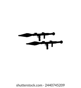 Silhouette der Bazooka oder Raketenabschusswaffe, auch bekannt als Raketengetriebene Granate oder RPG, Flat Style, kann für Kunst-Illustration, Piktogramm, Website, War News oder Grafik-Design-Element verwendet werden
