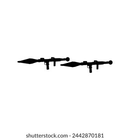 Silhouette of the Bazooka or Rocket Launcher Weapon, also known as Rocket Propelled Grenade or RPG, Flat Style, can use for Art Illustration, Pictogram, Website, War News or Graphic Design Element