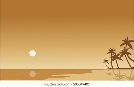 Silhouette of beach on brown backgrounds vector illustration