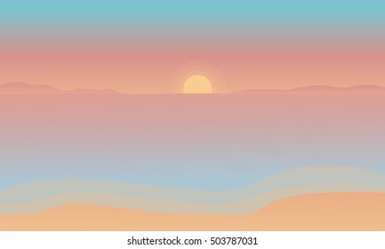 Silhouette of beach at the sunset vector art