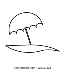 silhouette beach with umbrella icon vector illustration