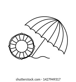 silhouette of beach umbrella for summer striped