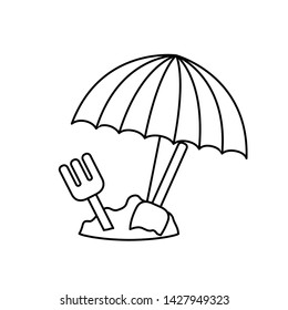silhouette of beach umbrella for summer striped