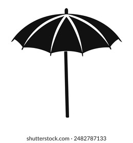 Silhouette beach umbrella vector illustration isolated on white background