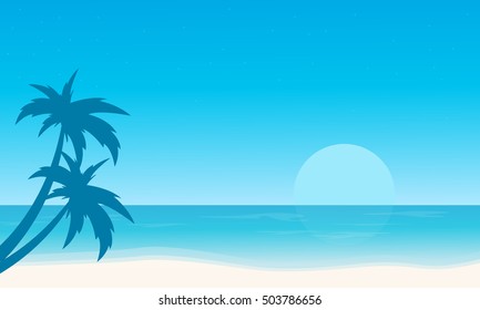Silhouette of beach vector flat landscape collection