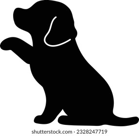 Silhouette of Beagle Dog shaking hands