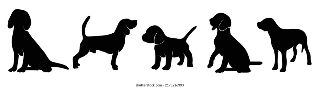 Silhouette Beagle Dog in white background