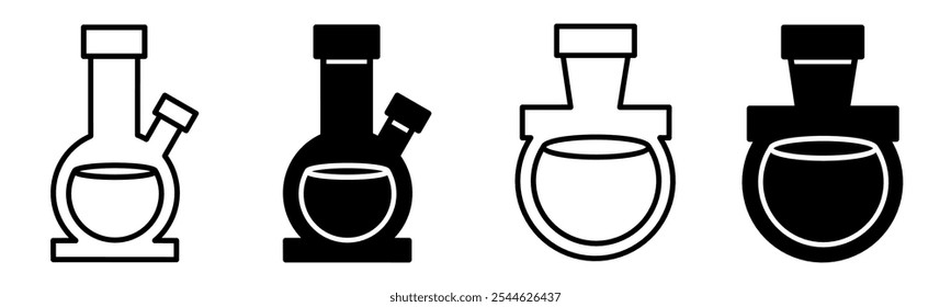 Silhouette of beaker icon illustration on white background. Beaker icon set. Stock vector.