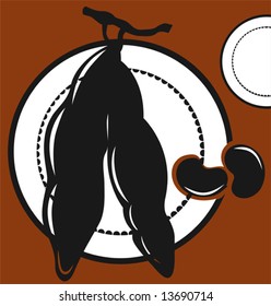 silhouette of beans and peas in a plate 	