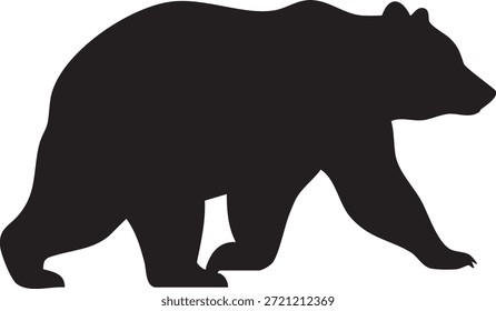 Silhueta de urso contra fundo transparente. Essa arte vetorial é ótima para projetos baseados em conservação relacionados a espécies selvagens norte-americanas. Bom para infográficos.