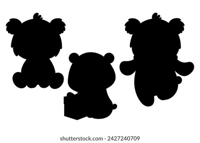 Silueta oso animal. Ilustración vectorial. Mano negra aislada dibujada. Colección Kids