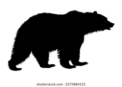 Silhouette of a Bear in Black Vector Design Suitable for Wildlife-Themed Projects