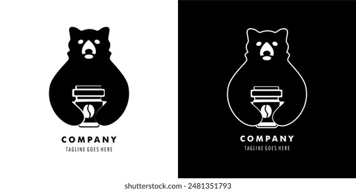 
Silhouette bear coffee branding logo