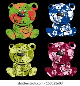 Silhouette bear collected from a flower ornament