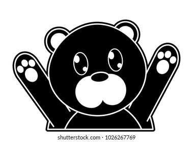 silhouette bear cute animal with hands up