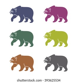 Silhouette of a bear with different colors