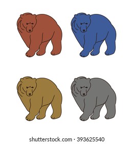 Silhouette of a bear with different colors