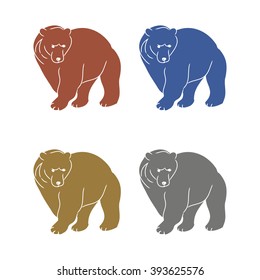 Silhouette of a bear with different colors