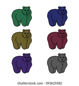 Silhouette of a bear with different colors
