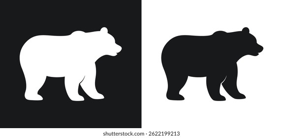 Silhouette of a bear displayed in two contrasting monochrome colors with modern minimalist style