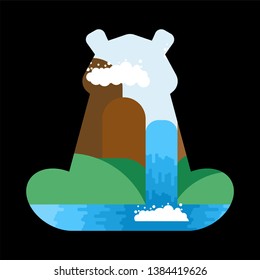 Silhouette bear forest landscape in its outlines. Wildlife Inside predator.
 
