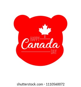Silhouette of a bear head. Canada day