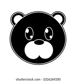 silhouette bear head cute animal character