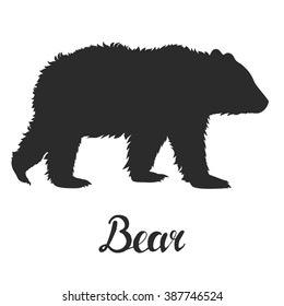 Silhouette bear on white background. Vector illustration