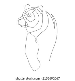 Silhouette of a bear in one line in a minimalist style. The design is suitable for modern tattoos, decor, logo, icon, symbol, print on t-shirts and clothes. Isolated vector illustration