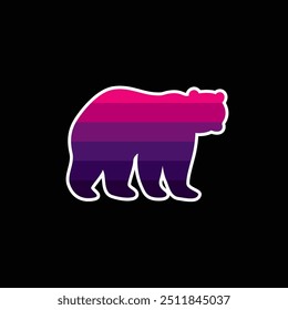The silhouette of a bear in a retro sunset. Original vector illustration in vintage style. Hand drawn, not AI