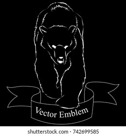 silhouette of a bear with a ribbon