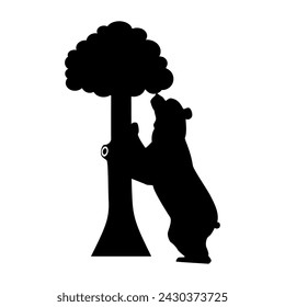 Silhouette of a bear in a tree Vector illustration