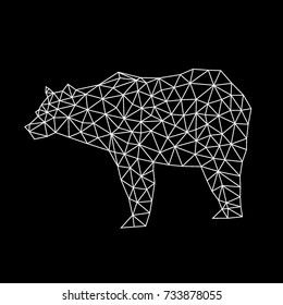Silhouette of a bear with a triangular structure. The image on a black background.