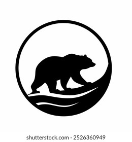 Silhueta de ilustração de vetor de urso, para design de logotipo. Isolado no branco.