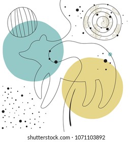 A silhouette of a bear. Vector illustration in Scandinavian style. Cute print, background